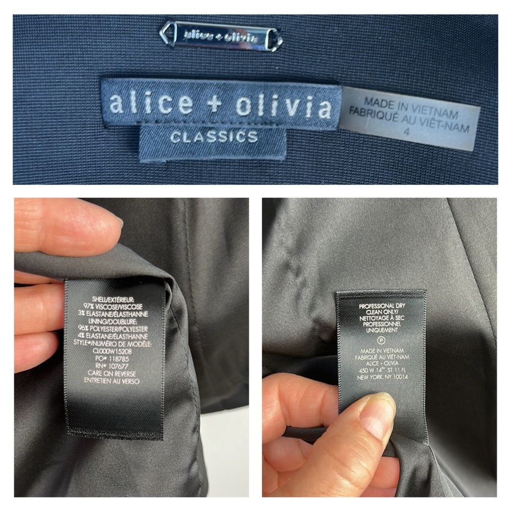 Alice + Olivia Classics Black Single Button Blazer Pockets Lined Size 4 Business - Picture 16 of 16
